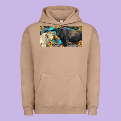 Charolais And Black Angus Bull With Sunflower And Leopard Urban Hoodie Designed By Ranaportraitstore