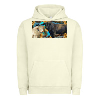 Pigment Pistachio Charolais and black angus bull with sunflower and leopard Urban Hoodie - RanaPortraitStore