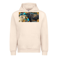 Sandshell Charolais and black angus bull with sunflower and leopard Urban Hoodie - RanaPortraitStore