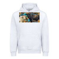 White Charolais and black angus bull with sunflower and leopard Urban Hoodie - RanaPortraitStore