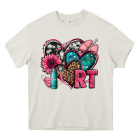 Cream rt respiratory therapist hearts Heavy Core Tee - Jasminsmagicworld