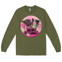 Army Green Pink Merry Christmas Pig Long Sleeve Tee - FaDigitalArtStudio