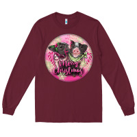 Burgundy Pink Merry Christmas Pig Long Sleeve Tee - FaDigitalArtStudio