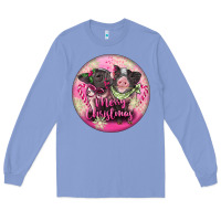 Colony Blue Pink Merry Christmas Pig Long Sleeve Tee - FaDigitalArtStudio