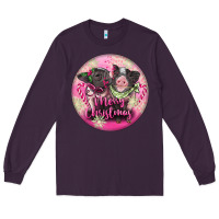 Plum Pink Merry Christmas Pig Long Sleeve Tee - FaDigitalArtStudio