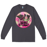 Smoke Pink Merry Christmas Pig Long Sleeve Tee - FaDigitalArtStudio