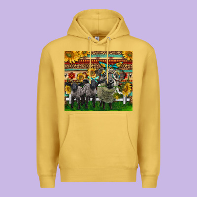 Western Cute Hampshire Sheep Family Premium Hoodie Designed By Lillyallendesigns