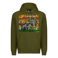 Army Green Western Cute Hampshire Sheep Family Premium Hoodie - LillyAllenDesigns