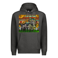 Charcoal Heather Western Cute Hampshire Sheep Family Premium Hoodie - LillyAllenDesigns