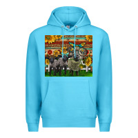 Ocean Blue Western Cute Hampshire Sheep Family Premium Hoodie - LillyAllenDesigns