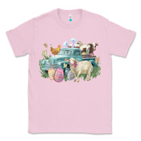 Bubblegum Pink Easter truck farm animals Easter Day Classic Tee - HowdyJamesFarm