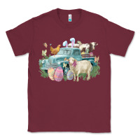 Burgundy Easter truck farm animals Easter Day Classic Tee - HowdyJamesFarm