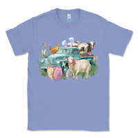 Colony Blue Easter truck farm animals Easter Day Classic Tee - HowdyJamesFarm
