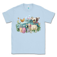 Dusty Blue Easter truck farm animals Easter Day Classic Tee - HowdyJamesFarm