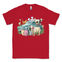 Red Easter truck farm animals Easter Day Classic Tee - HowdyJamesFarm