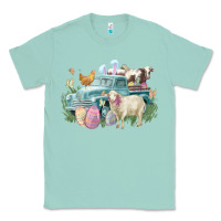 Seafoam Easter truck farm animals Easter Day Classic Tee - HowdyJamesFarm