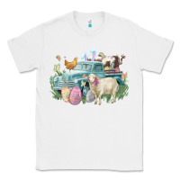 White Easter truck farm animals Easter Day Classic Tee - HowdyJamesFarm
