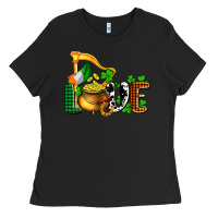 Black St. Patrick's Love and golds Ladies Tee - OliviaCreatesArt