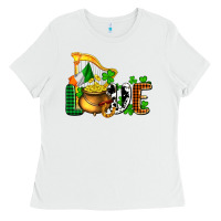 White St. Patrick's Love and golds Ladies Tee - OliviaCreatesArt
