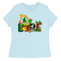 Baby Blue St. Patrick's Love and golds Ladies Tee - OliviaCreatesArt