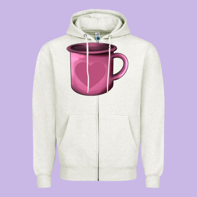 Valentine's Day Heart Mug Zipper Hoodie Designed By Adodesignshop