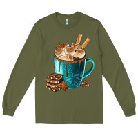 Army Green Chocolate And Coffee Long Sleeve Tee - FaDigitalArtStudio