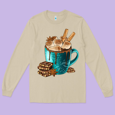 Chocolate And Coffee Long Sleeve Tee Designed By Fadigitalartstudio