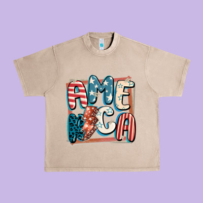 America With Lightning Bolt 4th Of July Urban Heavy Tee Designed By Fadigitalartstudio