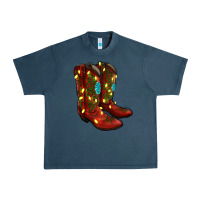 Midnight Navy Western Christmas Boots Urban Heavy Tee - RanaPortraitStore