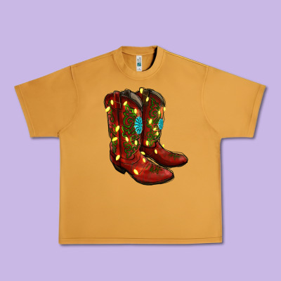 Western Christmas Boots Urban Heavy Tee Designed By Ranaportraitstore