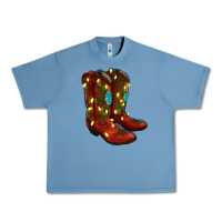 Pebble Blue Western Christmas Boots Urban Heavy Tee - RanaPortraitStore