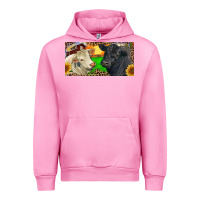 Fuchsia Pink Charolais Bull And Black Angus Bull With Farm Urban Hoodie - RanaPortraitStore