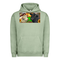 Pigment Oil Green Charolais Bull And Black Angus Bull With Farm Urban Hoodie - RanaPortraitStore