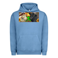 Pigment Pebble Blue Charolais Bull And Black Angus Bull With Farm Urban Hoodie - RanaPortraitStore