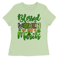 Matcha St. Patrick's Blessed women are born in March Ladies Tee - OliviaCreatesArt