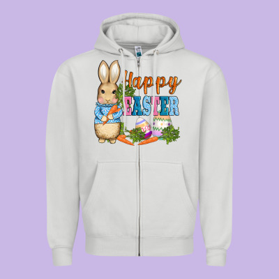 Easter Bunny Egg And Carrots Zipper Hoodie Designed By Adodesignshop