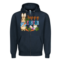 Navy easter bunny egg and carrots Zipper Hoodie - AdoDesignShop