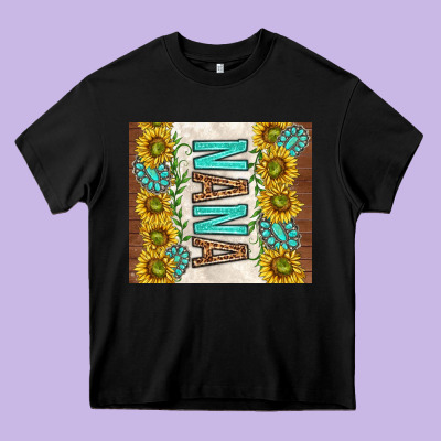 Nana Sunflowers And Turquoise Gemstones Heavy Core Tee Designed By Tumblerdesignbyshophia