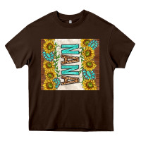 Chocolate Brown nana sunflowers and turquoise gemstones Heavy Core Tee - TumblerDesignByShophia