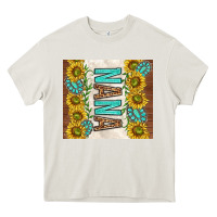 Cream nana sunflowers and turquoise gemstones Heavy Core Tee - TumblerDesignByShophia