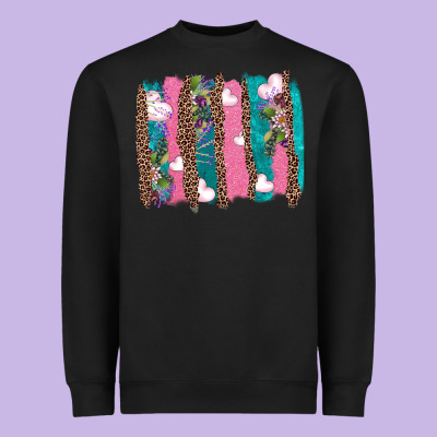 V.d Turquoise Leopard And Flowers  Brushstrokes Heavyweight Sweatshirt Designed By Adodesignshop