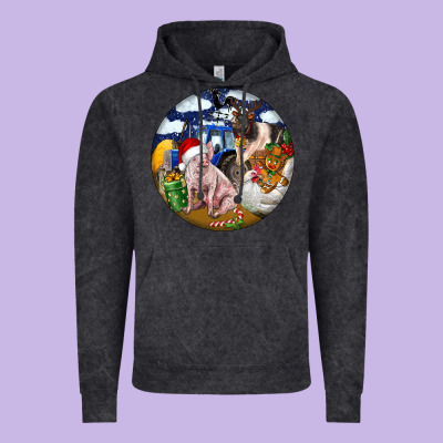 Farm And Pig Vintage Hoodie Designed By Fadigitalartstudio