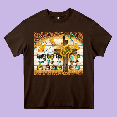 Faith With Cross Heavy Core Tee Designed By Tumblerdesignbyshophia