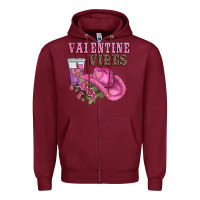 Burgundy valentines day valentine vıbes Zipper Hoodie - AdoDesignShop