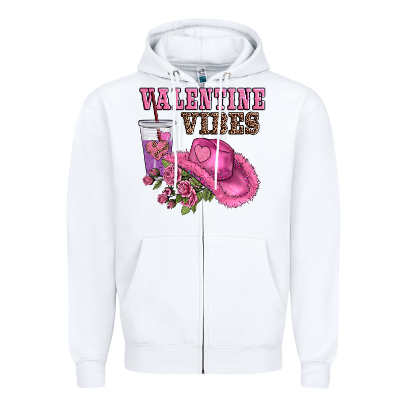 Valentines Day Valentine Vıbes Zipper Hoodie by AdoDesignShop | Teevron