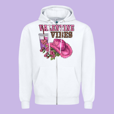 Valentines Day Valentine Vıbes Zipper Hoodie Designed By Adodesignshop