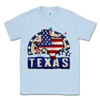 Dusty Blue texas 4th of july Classic Tee - CowGirlArtShop