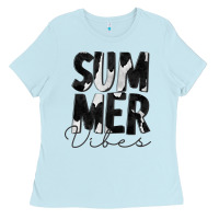 Baby Blue Summer Vibes Black White Cowhide Ladies Tee - CowCowDesign