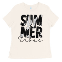 Bone Summer Vibes Black White Cowhide Ladies Tee - CowCowDesign