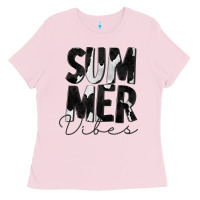 Bubblegum Pink Summer Vibes Black White Cowhide Ladies Tee - CowCowDesign